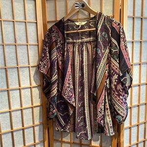 Black Poppy Purple Multicolor Kimono Women's Size XS